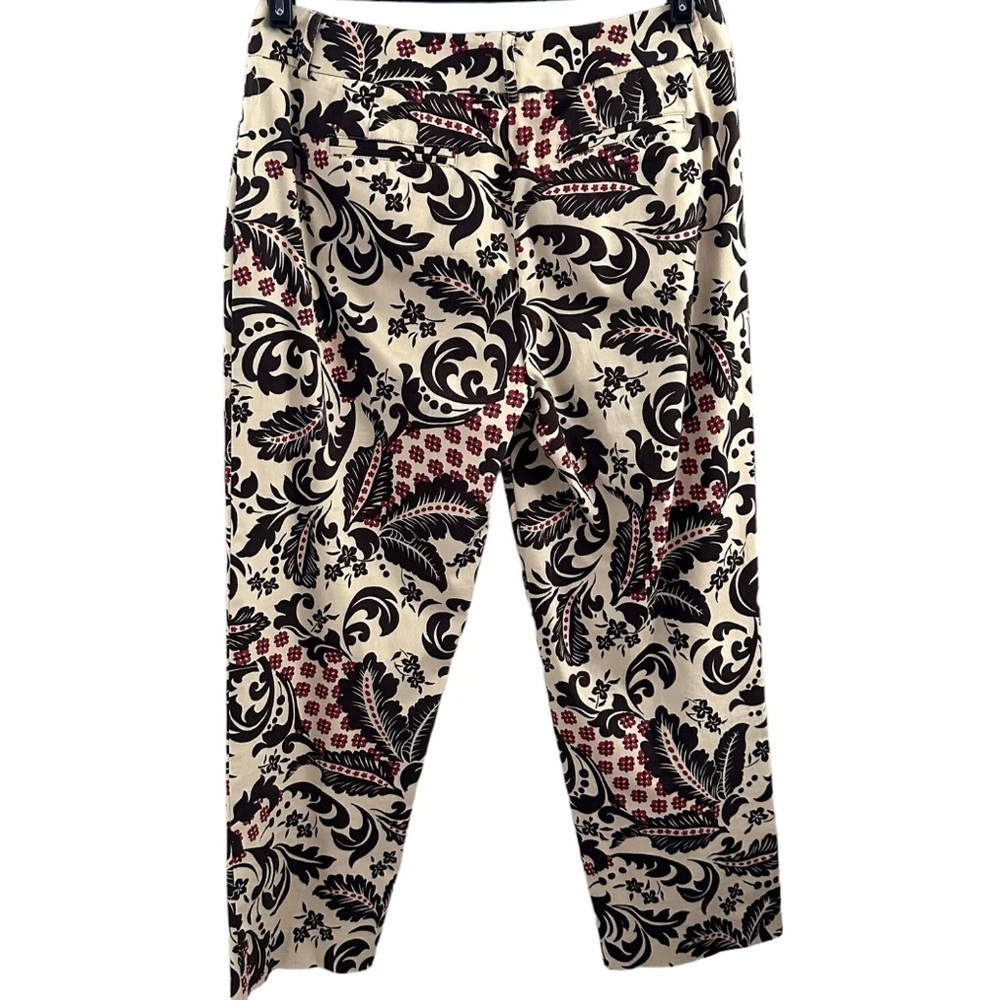 Talbots Cotton Stretch Cropped Chino Pants Brown Floral Women’s 18 Made in USA - Picture 2 of 5